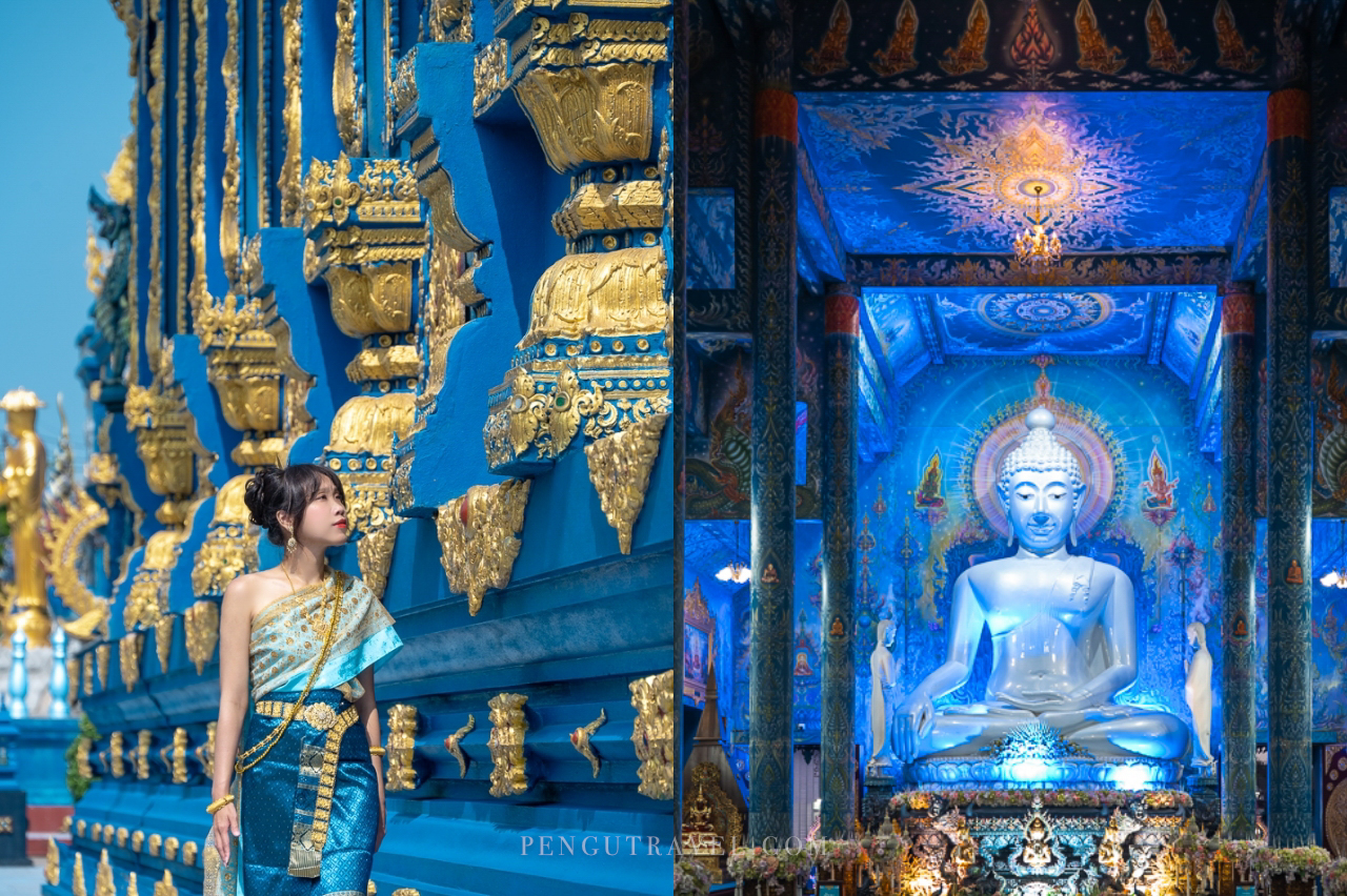 【泰國】清萊景點。清萊藍廟 舞虎寺︱別具一格的宗教藝術，奇幻神秘藍色佛寺